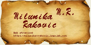 Milunika Raković vizit kartica